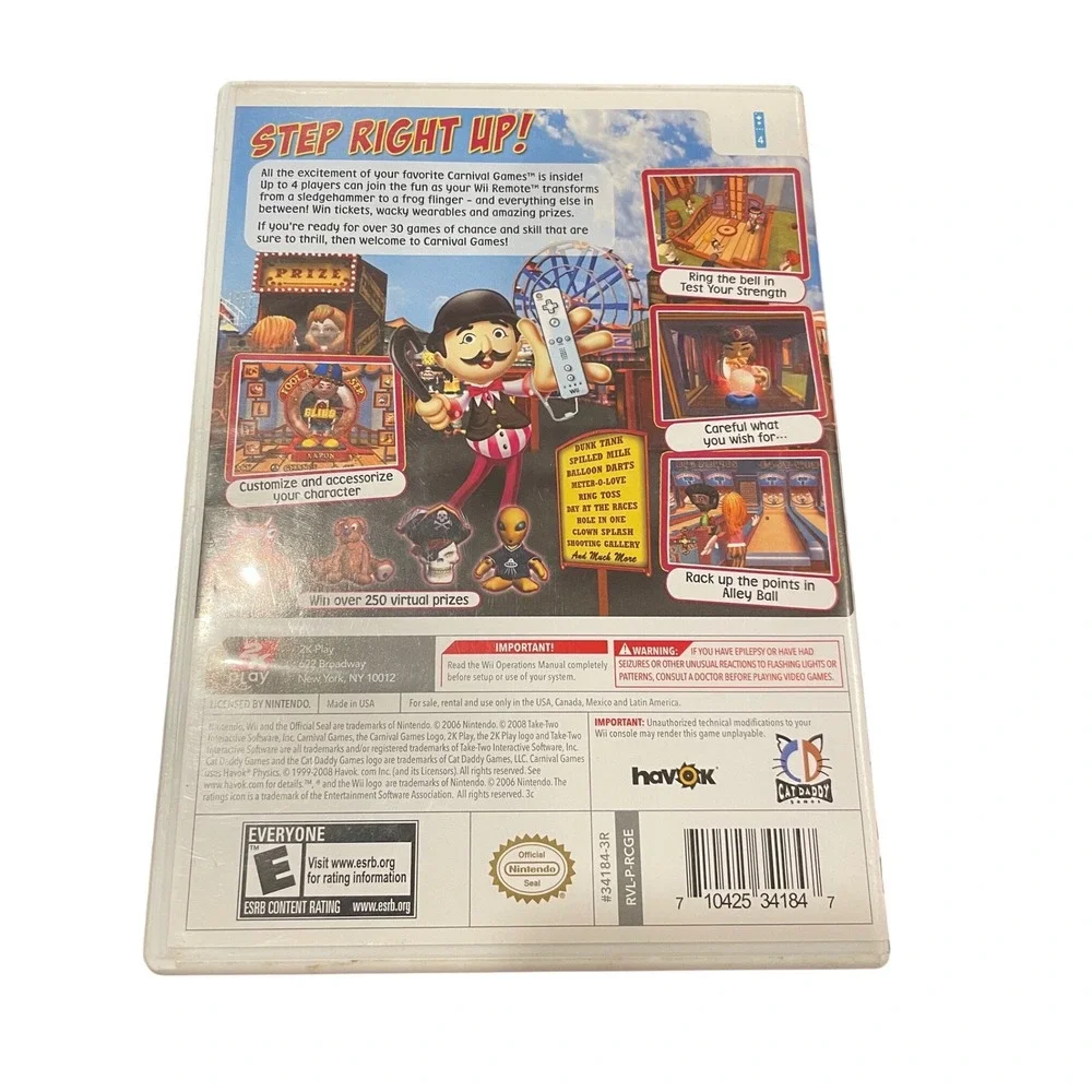 Carnival Games Nintendo Wii 2K Play Complete CIB Video Game RVL-P-RCGE